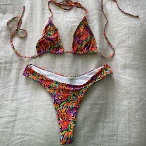 Bright Swim neon floral bikini set